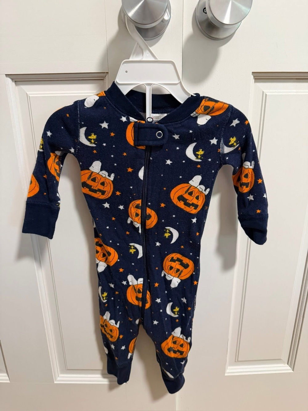 Hanna Andersson Snoopy Pumpkin Halloween Footed Pajamas